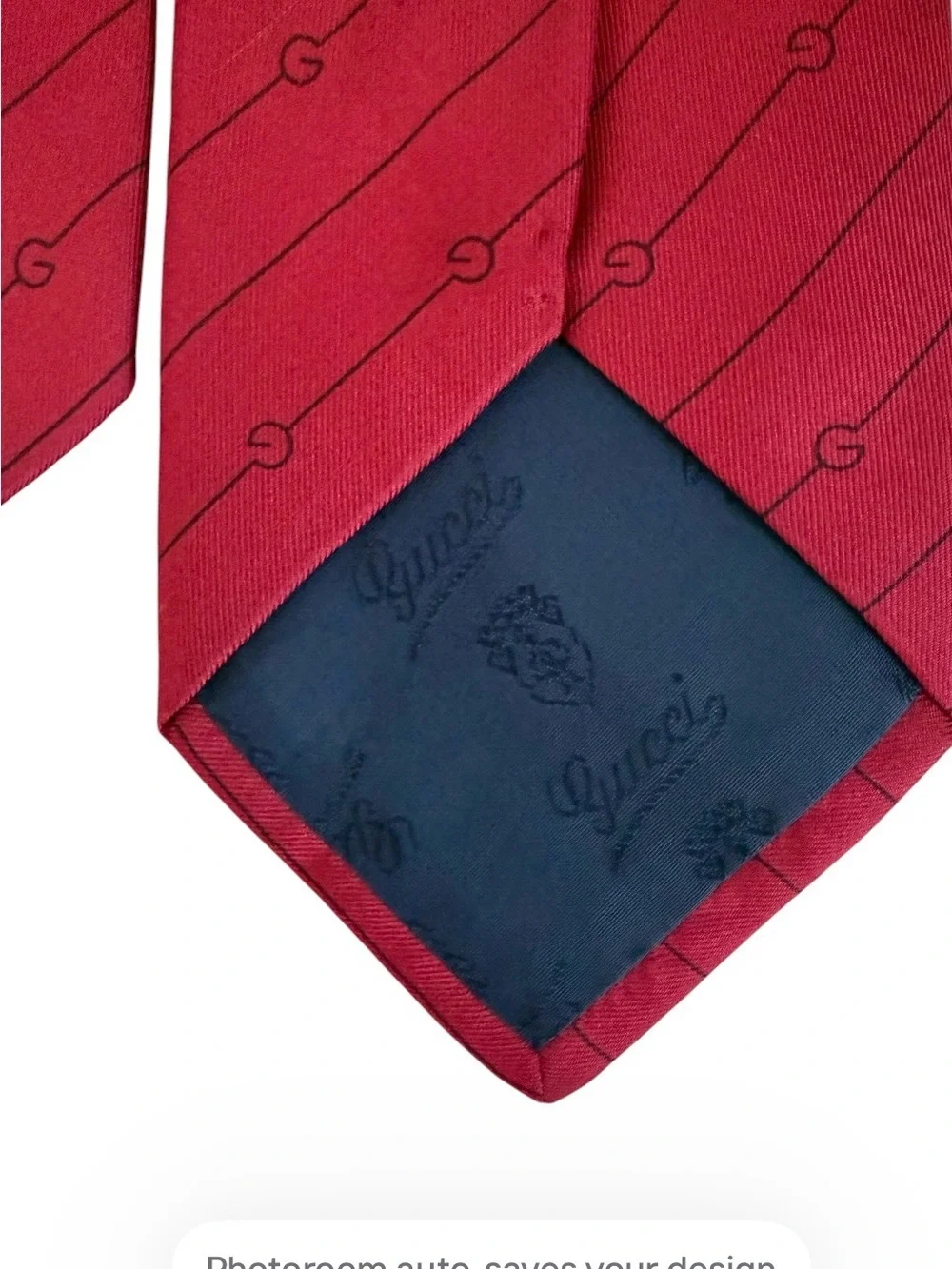Gucci Red and Navy Silk Diagonal GG Pattern Tie - Vintage